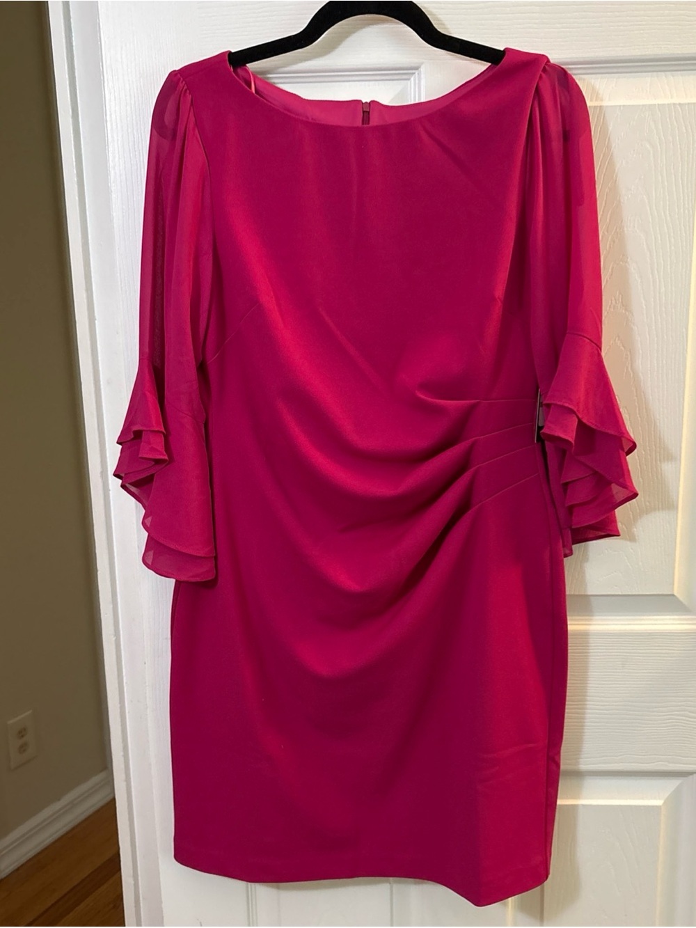 Jessica Howard Fuchsia Ruffle Sleeve Midi Dress